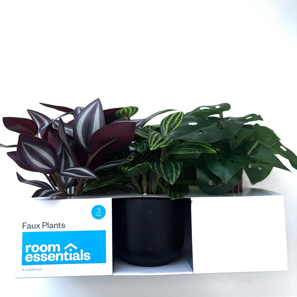 Room Essentials Faux Florals in Black Pot - Green and Purple